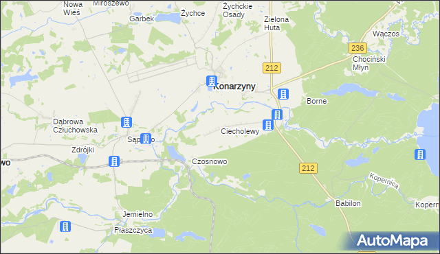 mapa Ciecholewy gmina Konarzyny, Ciecholewy gmina Konarzyny na mapie Targeo