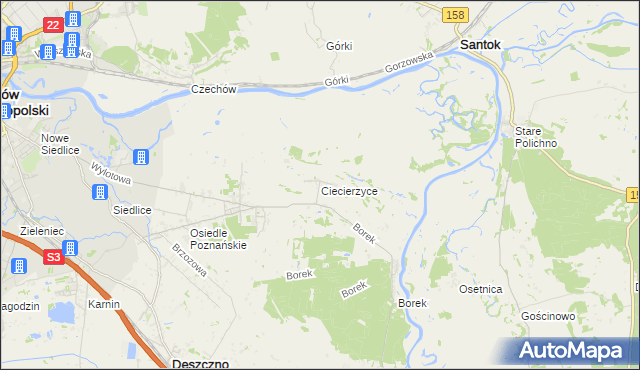 mapa Ciecierzyce, Ciecierzyce na mapie Targeo