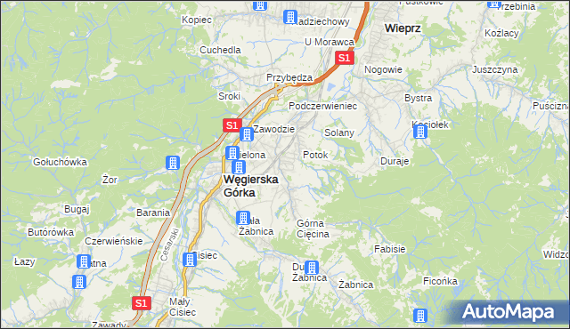 mapa Cięcina, Cięcina na mapie Targeo