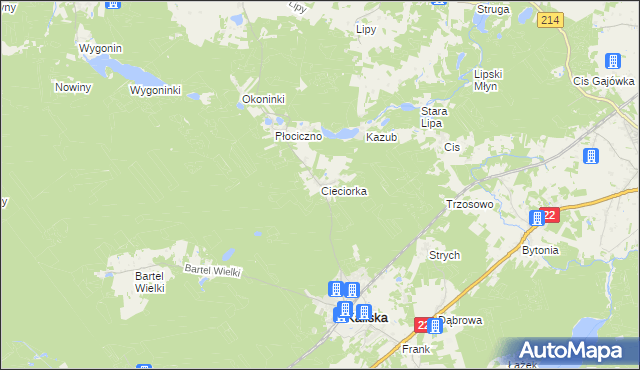 mapa Cieciorka, Cieciorka na mapie Targeo