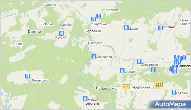 mapa Ciekocinko, Ciekocinko na mapie Targeo