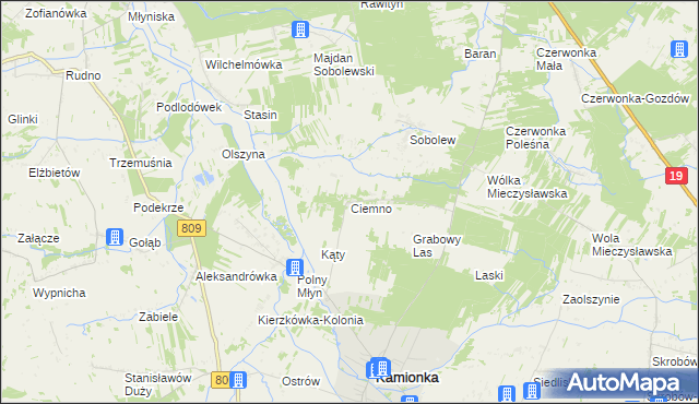 mapa Ciemno gmina Kamionka, Ciemno gmina Kamionka na mapie Targeo
