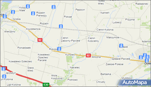 mapa Cienin-Perze, Cienin-Perze na mapie Targeo