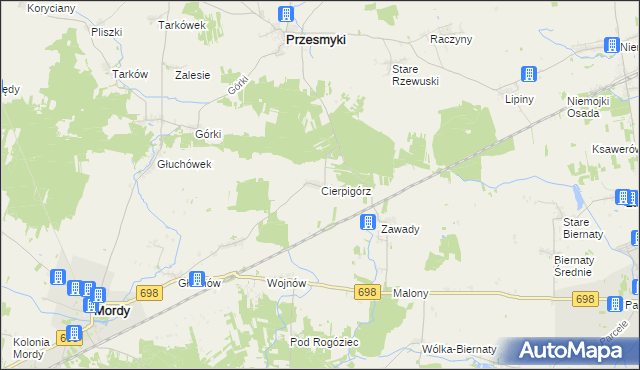 mapa Cierpigórz gmina Przesmyki, Cierpigórz gmina Przesmyki na mapie Targeo