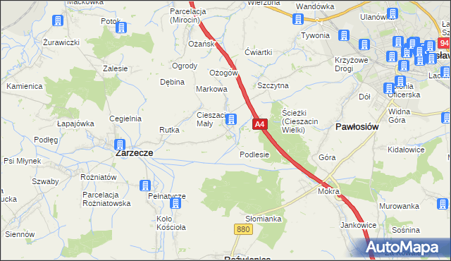 mapa Cieszacin Wielki, Cieszacin Wielki na mapie Targeo