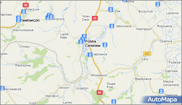 mapa Ciężkowice gmina Polska Cerekiew, Ciężkowice gmina Polska Cerekiew na mapie Targeo