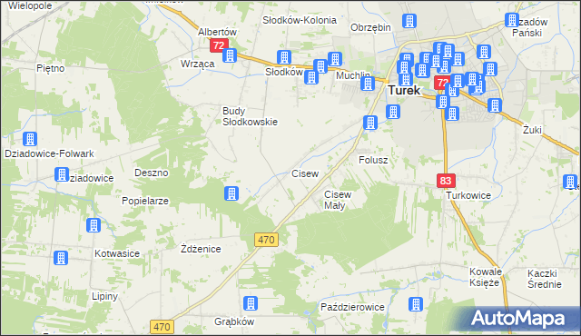 mapa Cisew, Cisew na mapie Targeo