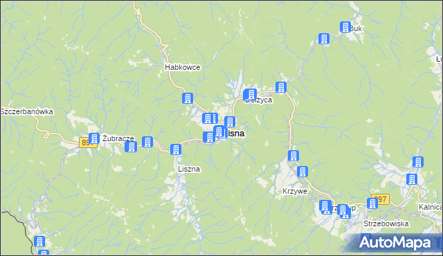 mapa Cisna, Cisna na mapie Targeo