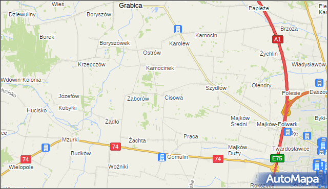 mapa Cisowa gmina Grabica, Cisowa gmina Grabica na mapie Targeo