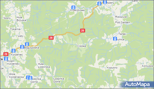mapa Cisowa gmina Krasiczyn, Cisowa gmina Krasiczyn na mapie Targeo