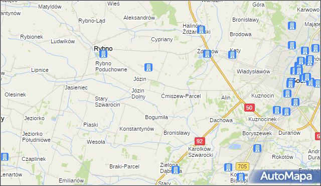 mapa Ćmiszew-Parcel, Ćmiszew-Parcel na mapie Targeo