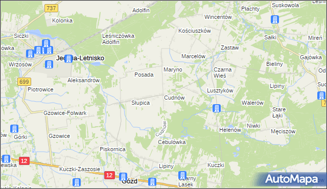 mapa Cudnów, Cudnów na mapie Targeo