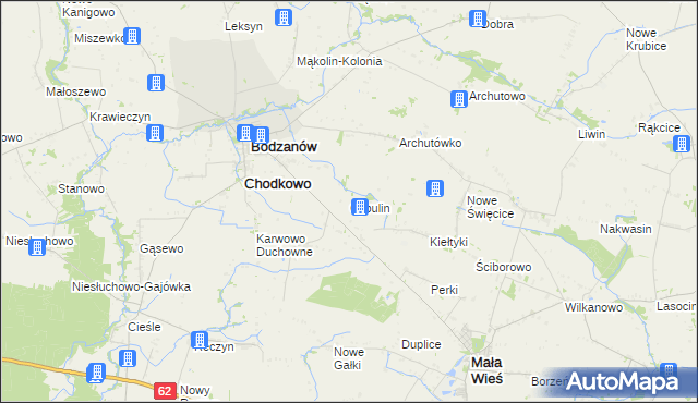 mapa Cybulin gmina Bodzanów, Cybulin gmina Bodzanów na mapie Targeo