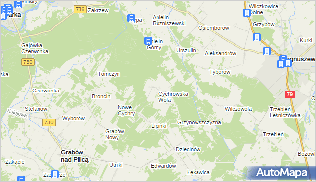 mapa Cychrowska Wola, Cychrowska Wola na mapie Targeo