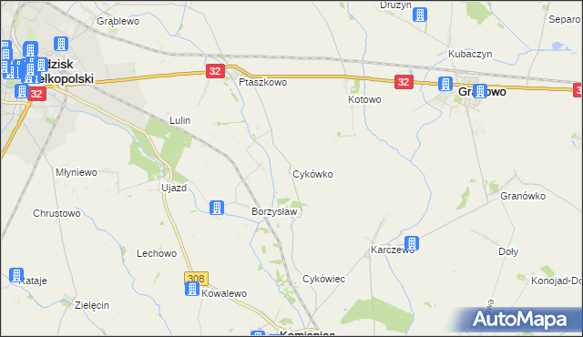 mapa Cykówko, Cykówko na mapie Targeo