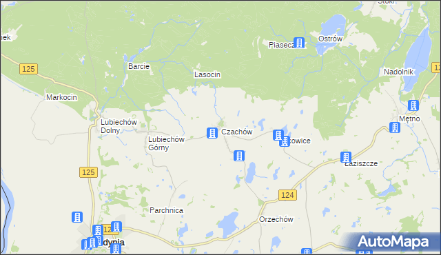 mapa Czachów gmina Cedynia, Czachów gmina Cedynia na mapie Targeo
