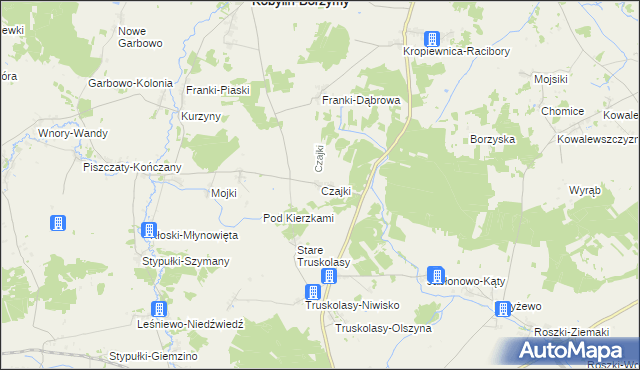 mapa Czajki gmina Sokoły, Czajki gmina Sokoły na mapie Targeo