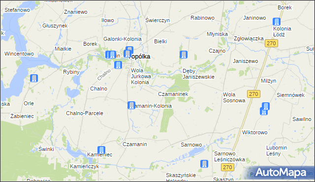 mapa Czamaninek, Czamaninek na mapie Targeo