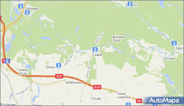 mapa Czapla, Czapla na mapie Targeo