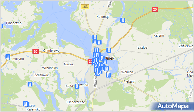 mapa Czaplinek powiat drawski, Czaplinek powiat drawski na mapie Targeo