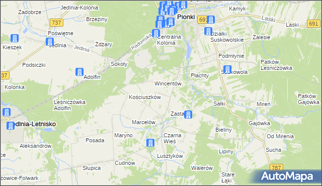 mapa Czarna Kolonia, Czarna Kolonia na mapie Targeo