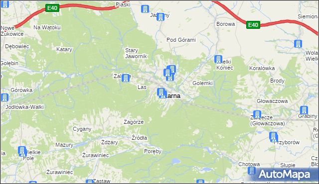 mapa Czarna powiat dębicki, Czarna powiat dębicki na mapie Targeo