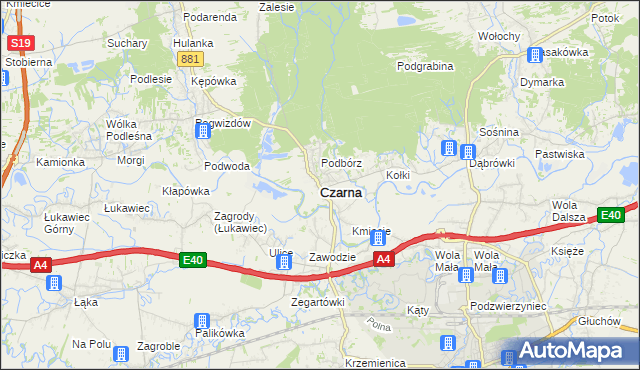mapa Czarna powiat łańcucki, Czarna powiat łańcucki na mapie Targeo