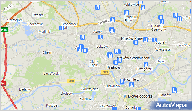 mapa Czarna Wieś gmina Kraków, Czarna Wieś gmina Kraków na mapie Targeo