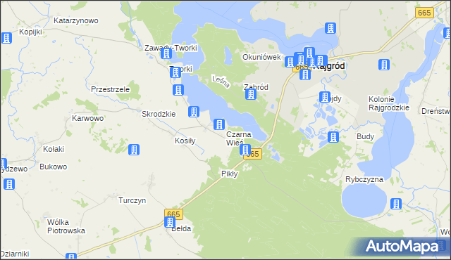 mapa Czarna Wieś gmina Rajgród, Czarna Wieś gmina Rajgród na mapie Targeo