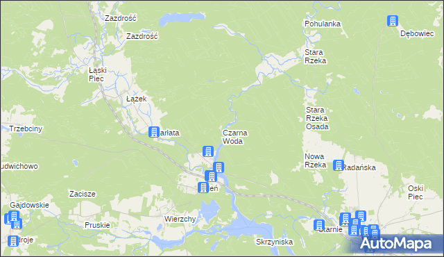 mapa Czarna Woda gmina Osie, Czarna Woda gmina Osie na mapie Targeo