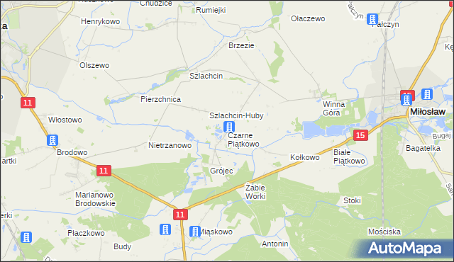 mapa Czarne Piątkowo, Czarne Piątkowo na mapie Targeo
