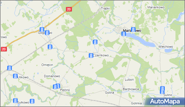 mapa Czarnkowo gmina Marianowo, Czarnkowo gmina Marianowo na mapie Targeo