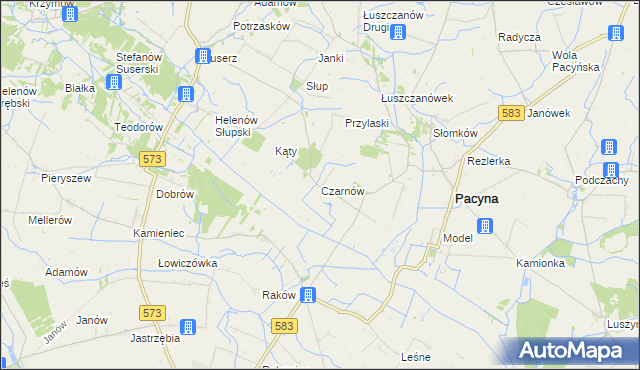 mapa Czarnów gmina Pacyna, Czarnów gmina Pacyna na mapie Targeo