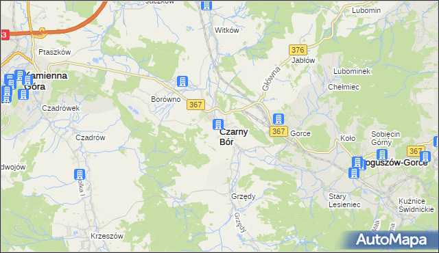 mapa Czarny Bór, Czarny Bór na mapie Targeo