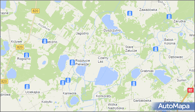 mapa Czarny Las gmina Ludwin, Czarny Las gmina Ludwin na mapie Targeo