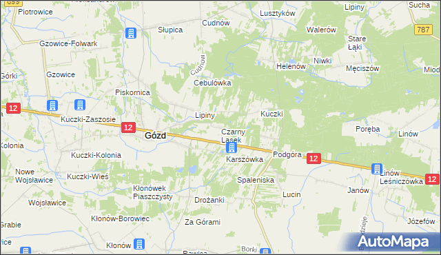 mapa Czarny Lasek gmina Gózd, Czarny Lasek gmina Gózd na mapie Targeo