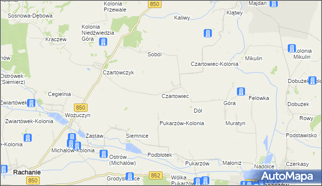 mapa Czartowiec gmina Tyszowce, Czartowiec gmina Tyszowce na mapie Targeo
