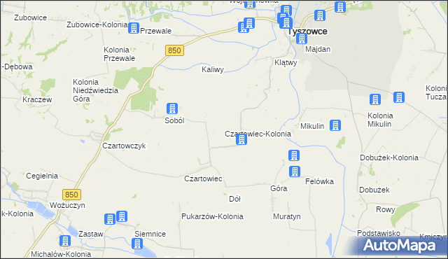 mapa Czartowiec-Kolonia, Czartowiec-Kolonia na mapie Targeo