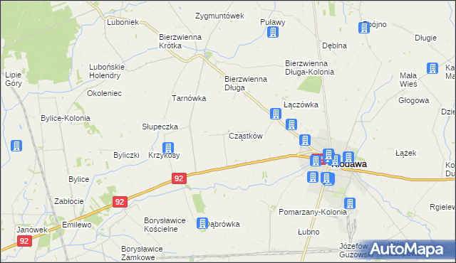 mapa Cząstków gmina Kłodawa, Cząstków gmina Kłodawa na mapie Targeo