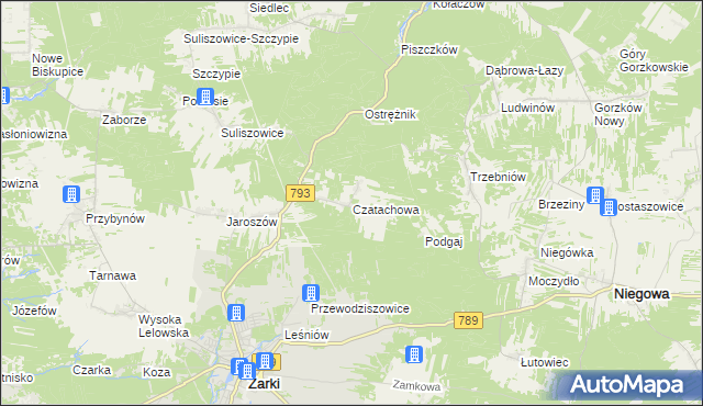 mapa Czatachowa, Czatachowa na mapie Targeo