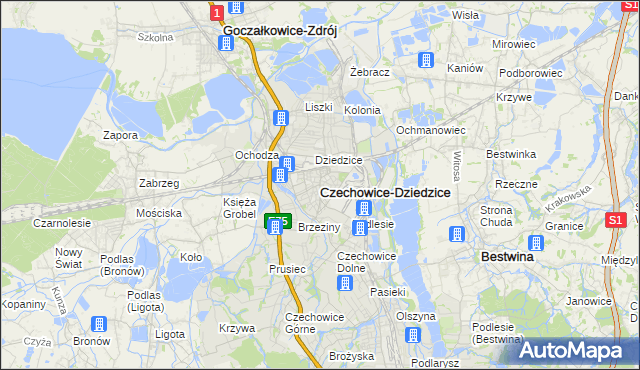 mapa Czechowic-Dziedzic, Czechowice-Dziedzice na mapie Targeo
