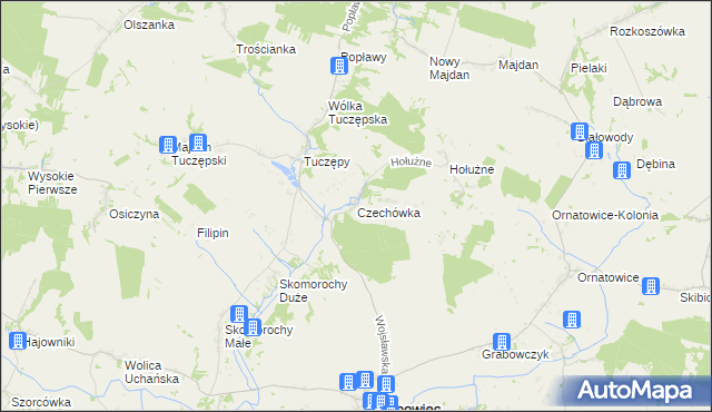 mapa Czechówka gmina Grabowiec, Czechówka gmina Grabowiec na mapie Targeo
