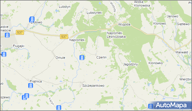 mapa Czerlin gmina Lubawa, Czerlin gmina Lubawa na mapie Targeo