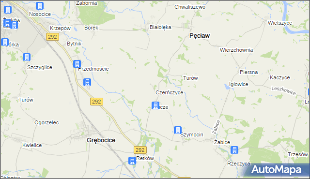 mapa Czerńczyce gmina Grębocice, Czerńczyce gmina Grębocice na mapie Targeo