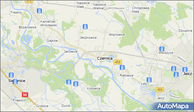 mapa Czernica powiat wrocławski, Czernica powiat wrocławski na mapie Targeo