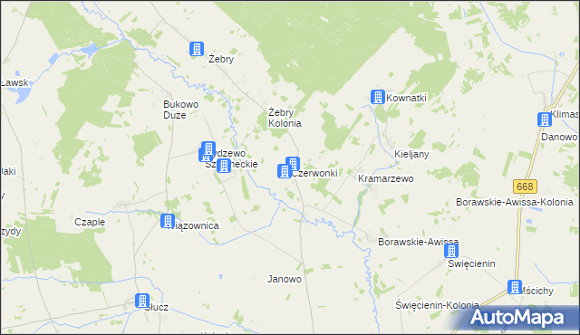 mapa Czerwonki gmina Radziłów, Czerwonki gmina Radziłów na mapie Targeo