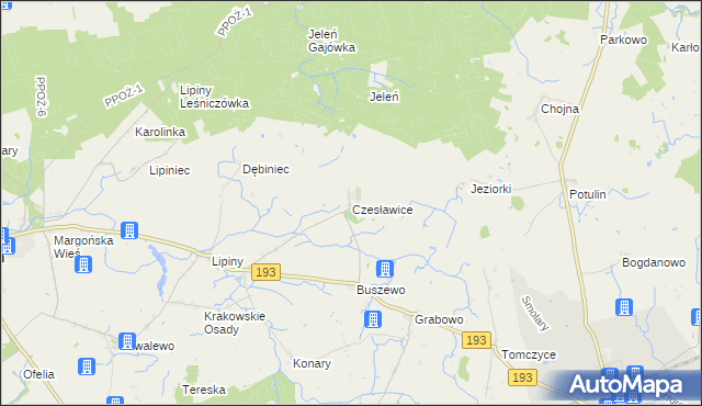 mapa Czesławice gmina Gołańcz, Czesławice gmina Gołańcz na mapie Targeo