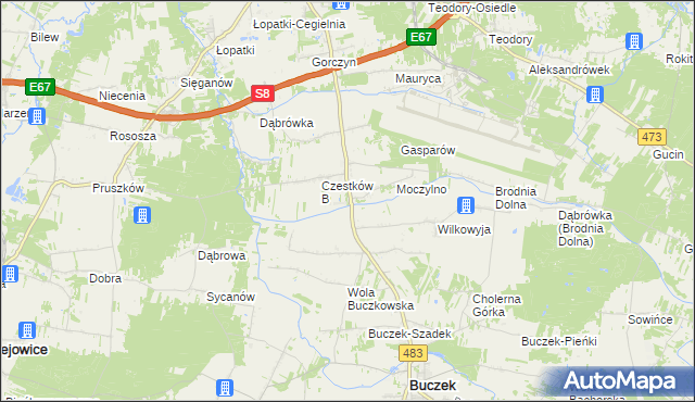 mapa Czestków F, Czestków F na mapie Targeo