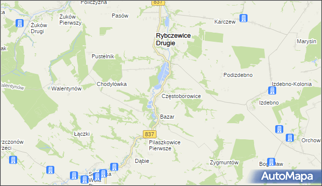 mapa Częstoborowice, Częstoborowice na mapie Targeo