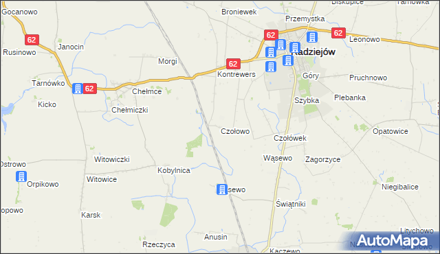 mapa Czołowo gmina Radziejów, Czołowo gmina Radziejów na mapie Targeo